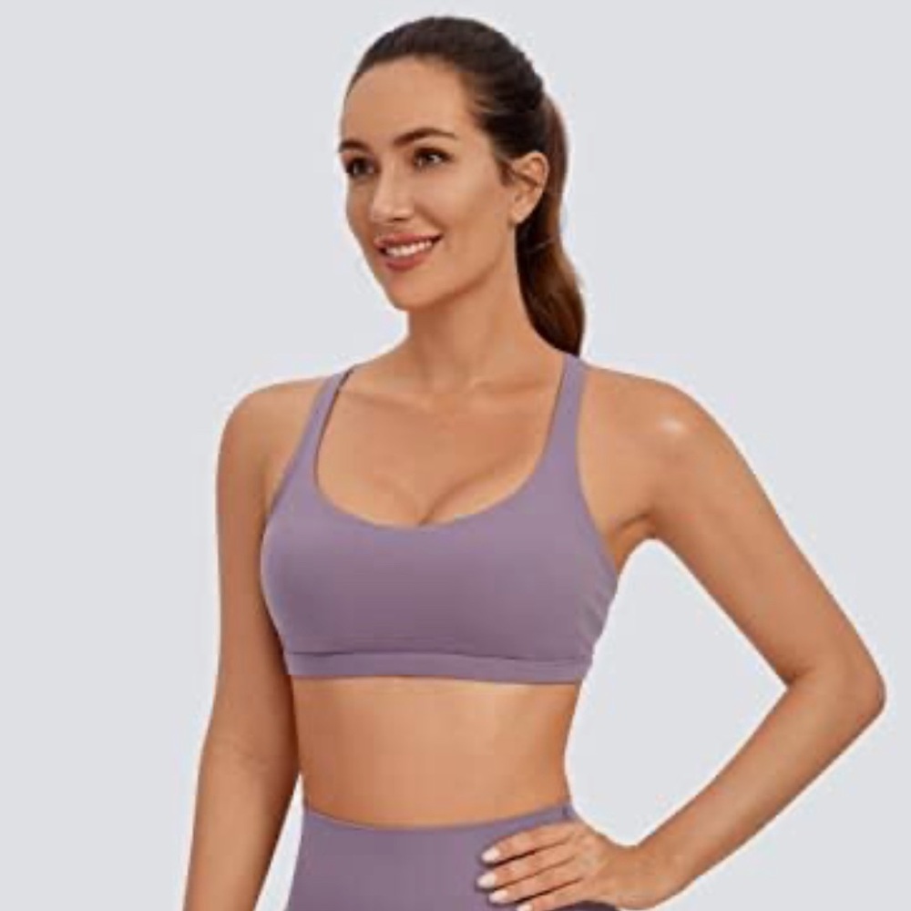 CRZ YOGA Set - Matt Purple Sports Bra (L) & Biker Shorts (M)